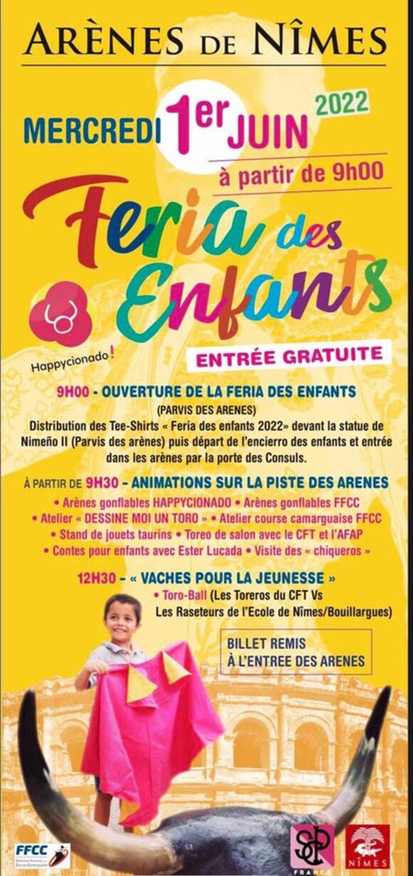 FERIA DES ENFANTS : RENDEZ-VOUS AUX ARÈNES CE MERCREDI 1er JUIN